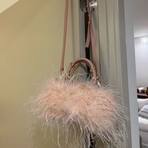 Pink feathered crossbody
